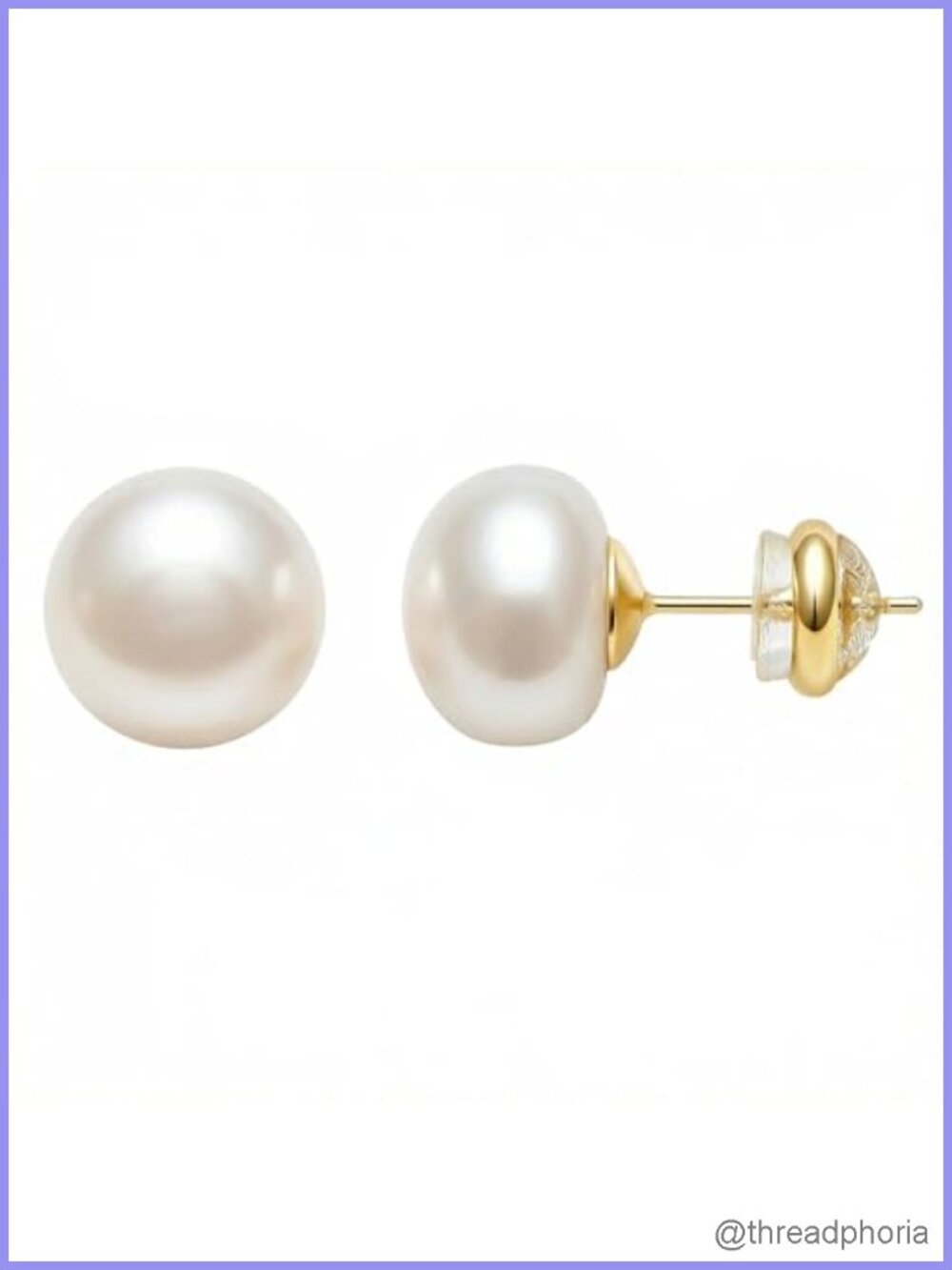 Freshwater Cultured Pearl Stud Earrings 18K Gold Plated Sterling Silver